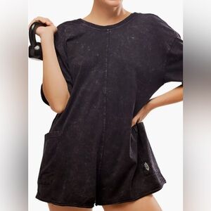 ‼️SOLD‼️ 24. NWT! Free People Black Mineral Washed Hotshot Tee Romper